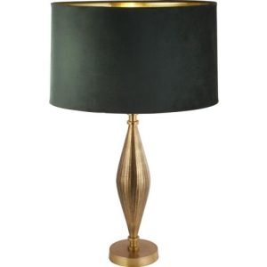 SEARCHLIGHT RYE TABLE LAMP - ANTIQUE BRASS METAL & GREEN VELVET SHADE