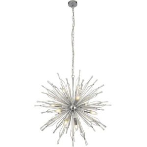 SEARCHLIGHT STARBURST 10LT CEILING PENDANT - CHROME & GLASS