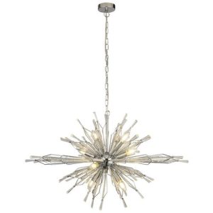 SEARCHLIGHT STARBURST 8LT CEILING PENDANT - CHROME & GLASS