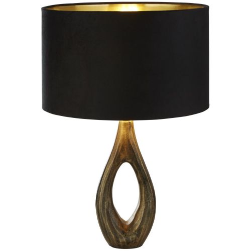 SEARCHLIGHT BUCKLOW TABLE LAMP- ANTIQUE BRASS METAL & BLACK VELVET SHADE