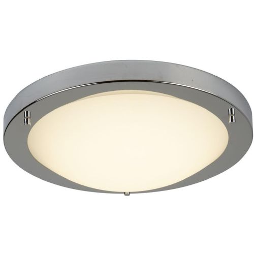 SEARCHLIGHT GENEVA LED BATHROOM FLUSH - SATIN SILVER & OPAL GLASS, IP44