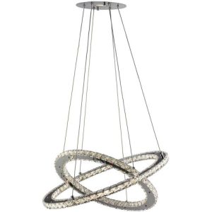 SEARCHLIGHT CLOVER 2LT LED RING CEILING PENDANT - CHROME & CLEAR GLASS