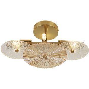 SEARCHLIGHT WAGON WHEEL 6LT WALL/FLUSH- BRONZE METAL, CLEAR, AMBER GLASS