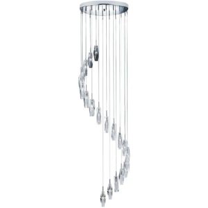 SEARCHLIGHT SCULPTURED ICE 9LT MULTI-DROP PENDANT - CHROME & CLEAR GLASS