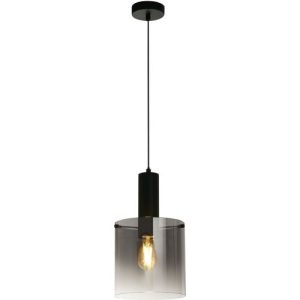 SEARCHLIGHT SWEDEN PENDANT - MATT BLACK METAL & SMOKED OMBRE GLASS