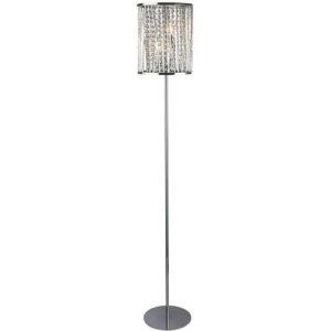 SEARCHLIGHT ELISE 2LT FLOOR LAMP - CHROME & CRYSTAL DROPS