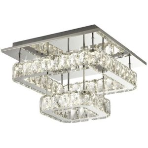 SEARCHLIGHT CLOVER 2 TIER LED CEILING FLUSH - POLISHED CHROME & CRYSTAL