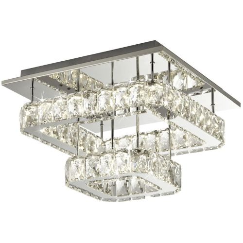 SEARCHLIGHT CLOVER 2 TIER LED CEILING FLUSH - POLISHED CHROME & CRYSTAL