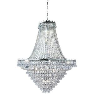 SEARCHLIGHT VERSAILLES 19LT CHANDELIER - CHROME FRAME & CRYSTAL