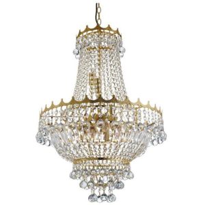 SEARCHLIGHT VERSAILLES 9LT CHANDELIER - GOLD FRAME & CRYSTAL