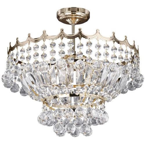 SEARCHLIGHT VERSAILLES 5LT CHANDELIER - GOLD FRAME & CRYSTAL