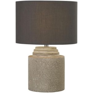 SEARCHLIGHT ZARA TABLE LAMP - CEMENT BASE & FABRIC SHADE