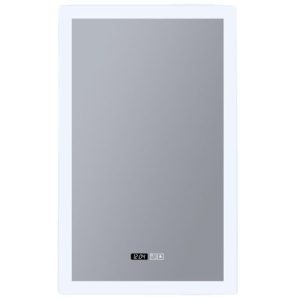 SEARCHLIGHT RECTANGLE BATHROOM MIRROR-DIGITAL CLOCK,DEMISTER PAD