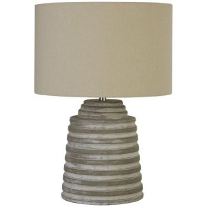 SEARCHLIGHT LIANA TABLE LAMP - CEMENT BASE & FABRIC SHADE