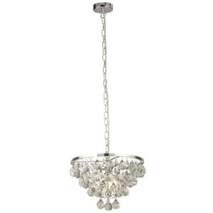 SEARCHLIGHT MICHELLE 4LT PENDANT - CHROME WITH RAIN DROP GLASS