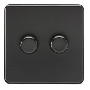 KNIGHTSBRIDGE SCREWLESS 2G 2-WAY 10-200W (5-150W LED) TRAILING EDGE DIMMER - MATT BLACK