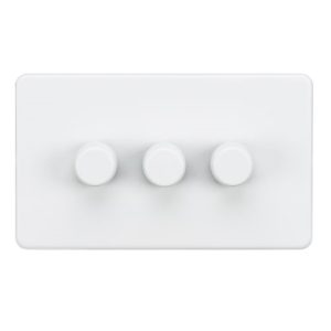 KNIGHTSBRIDGE SCREWLESS 3G 2-WAY 10-200W (5-150W LED) TRAILING EDGE DIMMER - MATT WHITE
