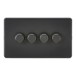 KNIGHTSBRIDGE SCREWLESS 4G 2-WAY 10-200W (5-150W LED) TRAILING EDGE DIMMER - MATT BLACK