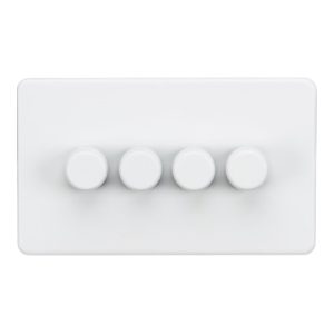 KNIGHTSBRIDGE SCREWLESS 4G 2-WAY 10-200W (5-150W LED) TRAILING EDGE DIMMER - MATT WHITE