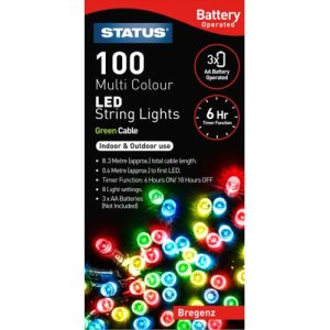 STATUS 100 LED MULTI COL BATTERY TIMER IN/OUTDOOR LIGHTS