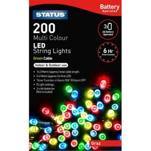 STATUS 200 LED MULTI COL BATTERY TIMER IN/OUTDOOR LIGHTS