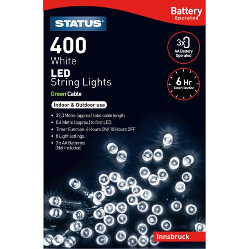 STATUS 400 LED COOL WHITE BATTERY TIMER IN/OUTDOOR LIGHTS