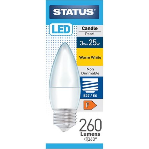 STATUS LED CANDLE 3W=275L=25W ES PEARL W/W