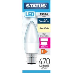 STATUS LED CANDLE 5W=470L=40W BC OPAL C/W