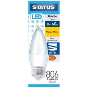 STATUS LED CANDLE ES 8W=806L=60W OPAL WW