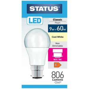 STATUS LED GLS A60 8.5W=806L=60W BC OPAL C/W