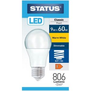 STATUS LED GLS A60 8.5W=60W ES DIM OP WW