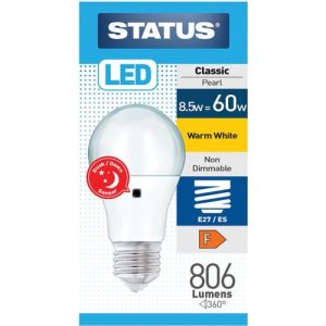 STATUS LED GLS 8.5W=60W ES SENSOR OPAL WW