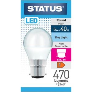 STATUS LED GOLFBALL 5W=470L=40W BC OPAL D/L