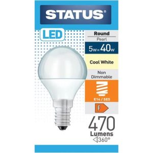 STATUS LED GOLFBALL 5W=470L=40W SES OPAL C/W