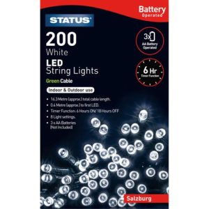 STATUS 200 LED COOL WHITE BATTERY TIMER IN/OUTDOOR LIGHTS