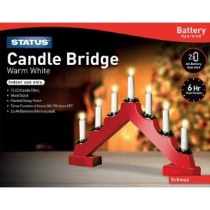 STATUS 7 LED WARM WHITE BATTERY CANDLE BRIDGE RED