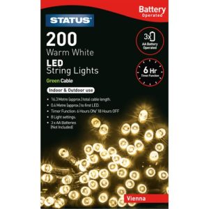 STATUS 200 LED WARM WHITE BATTERY TIMER IN/OUTDOOR LIGHTS