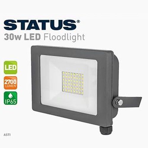 STATUS (NOT WIRED) 30W=2700LM LED FLOOLIGHT 6400K GREY