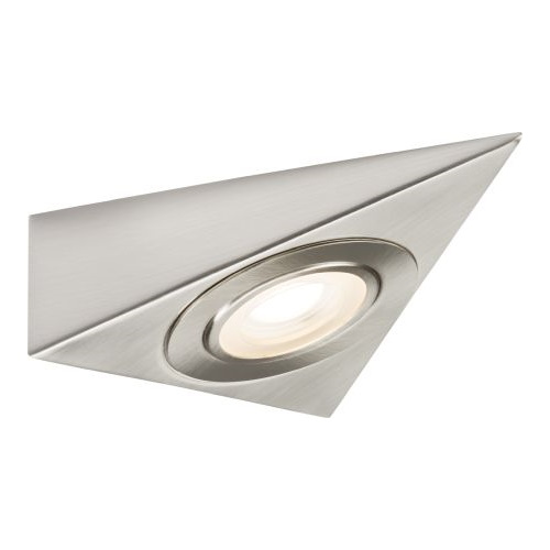 KNIGHTSBRIDGE 230V LED TRIANGULAR UNDER CABINET LIGHT - BRUSHED CHROME 3000K