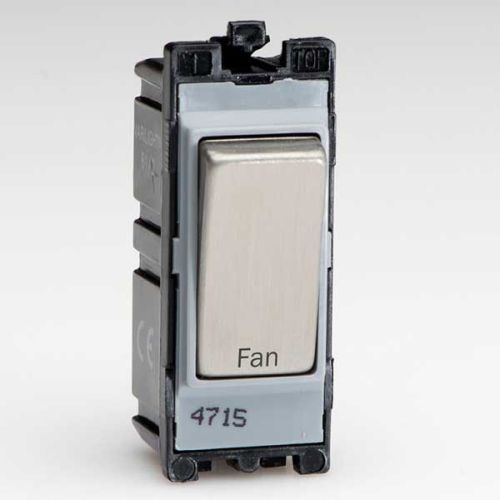 VARILIGHT 20A 1-W BRUSHED STEEL D/POLE 'FAN' SWITCH MODULE