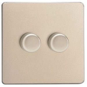 VARILIGHT 2G 2W SATIN CHROME SCREWLESS LED DIMMER