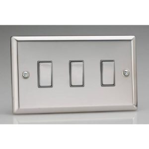 VARILIGHT 3G 2W SWITCH MIRROR CHROME TWIN PLATE BLACK INSERTS