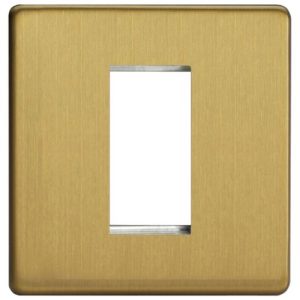 VARILIGHT BRUSHED BRASS SCREWLESS 1G 1-MODULE DATA PLATE