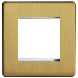 VARILIGHT SATIN BRASS SCREWLESS 1G 2-MODULE DATA PLATE