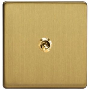 VARILIGHT BRUSHED BRASS SCREWLESS 1G 2W TOGGLE SWITCH