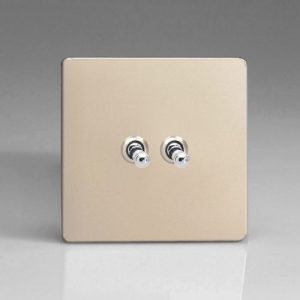 VARILIGHT 2G 2W SATIN CHROME SCREWLESS TOGGLE