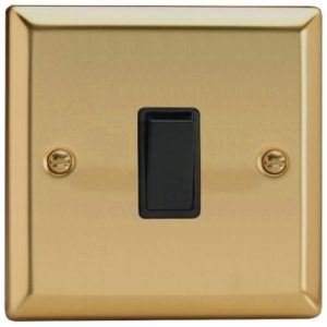 VARILIGHT VICTORIAN BRASS 1G 2W SWITCH BLACK INSERTS