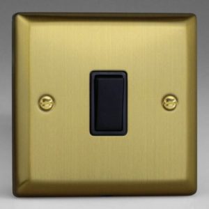 1G 2W ROCKER SWITCH VINTAGE BRASS BLACK INSERT