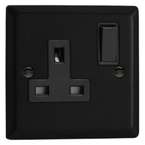 VARILIGHT 1G SWITCHED SOCKET MATT BLACK