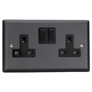 VARILIGHT 2G SWITCHED SOCKET MATT BLACK